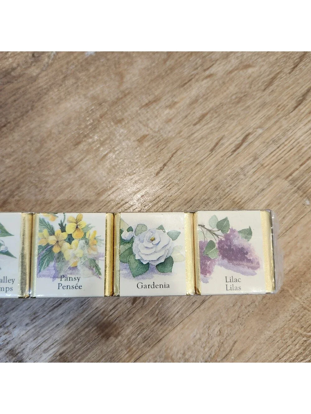 Vtg English Bath Cube Set Of 6 Floral Scents 9 oz Rose Lilac Lavender Lily Pansy